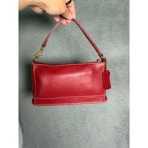 Coach Ergo Red Glove Tanned Leather Small Zip Pouch Baguette Bag 9311 Vintage 90
